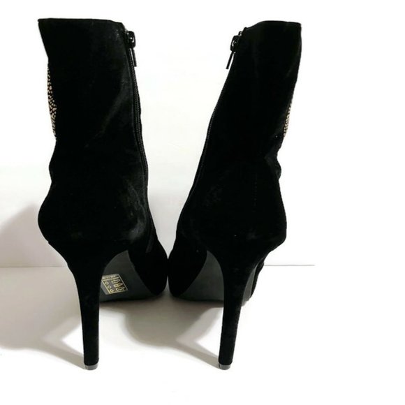 Black 5" Heel Sparkly Silver Rhinestone Ankle Booties Scene ShoeDazzle - Picture 3 of 9